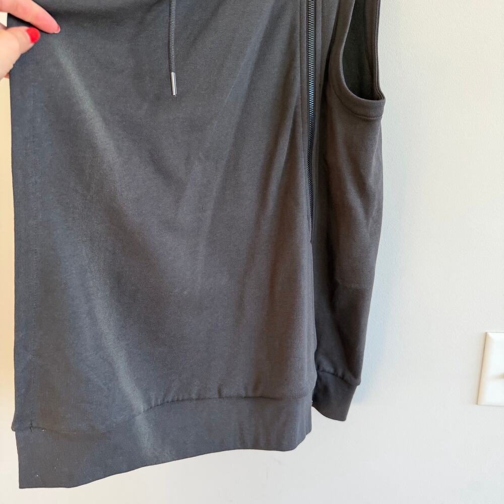 AllSaints Fera Sleeveless Waterfall Open Front Sweatshirt Vest Black L - Picture 7 of 11